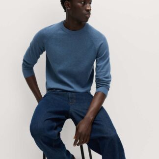 M&S Pure Cotton Crew Neck Jumper Light Denim
