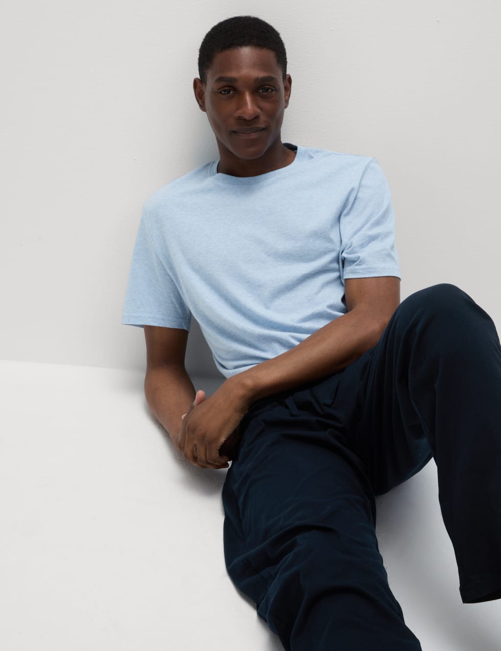 M&S Pure Cotton Pyjama Set Denim Mix