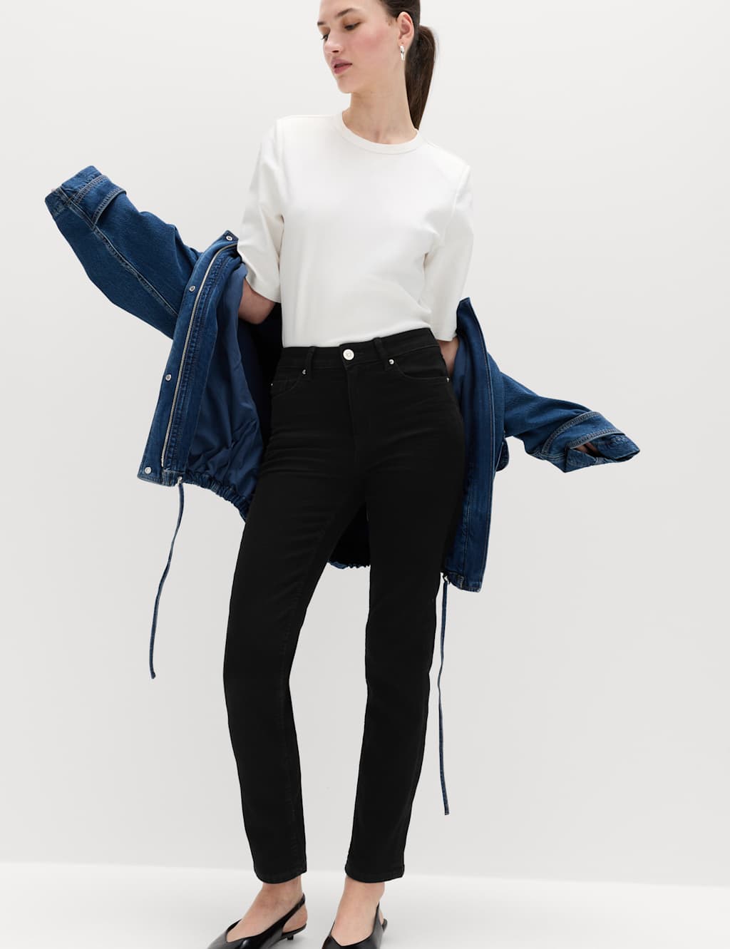 M&S Sienna Straight Leg Jeans Black Mix