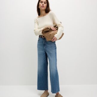 M&S Wide Leg Cropped Jeans Medium Indigo