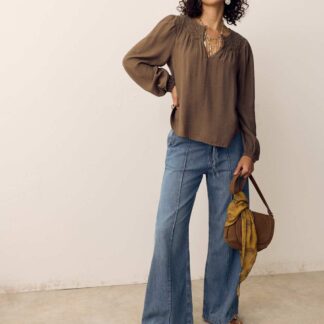 Per Una Denim Pintuck Wide Leg Jeans Medium Indigo