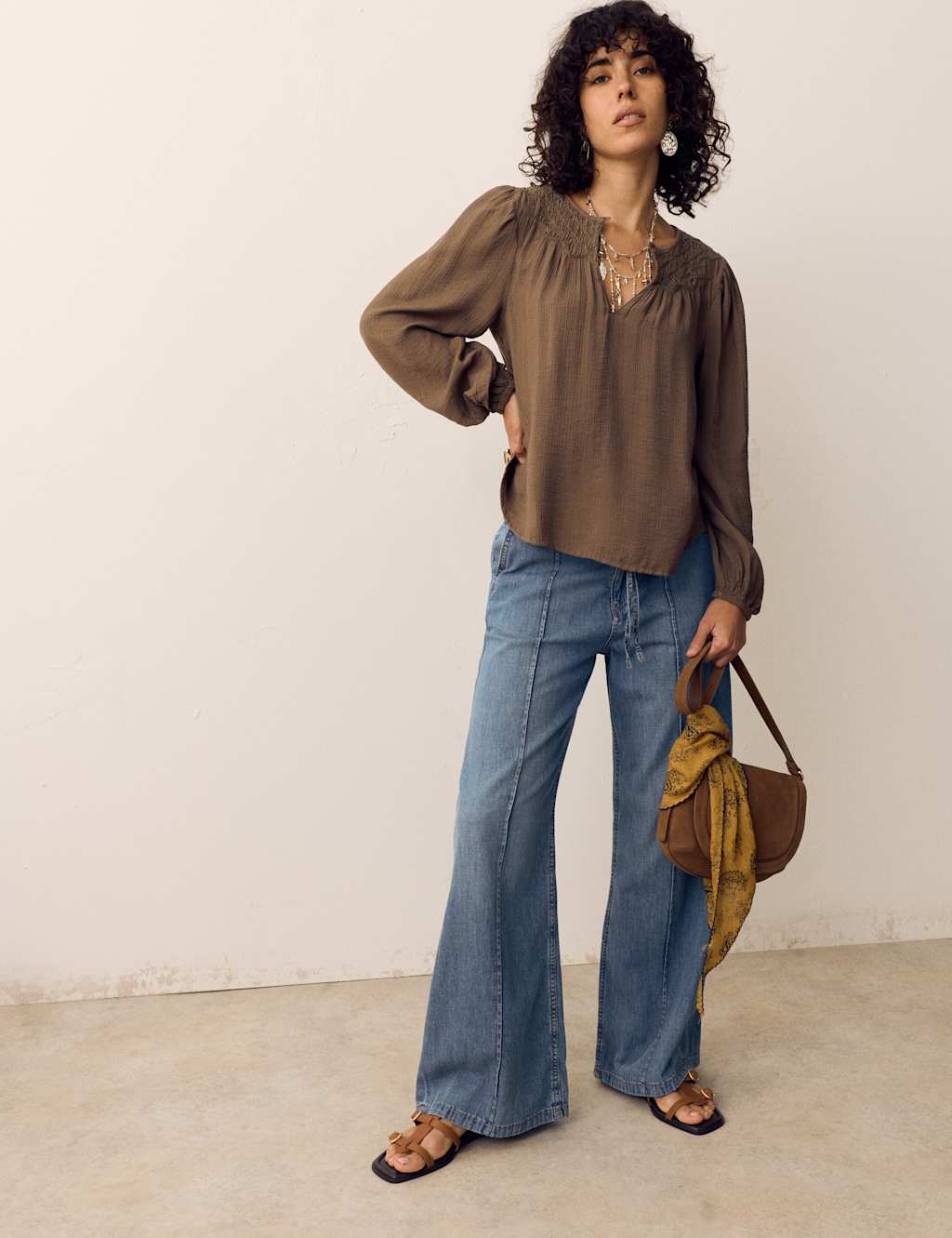 Per Una Denim Pintuck Wide Leg Jeans Medium Indigo