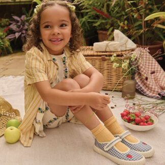 Start-Rite Kids' Gingham Riptape Mary Jane Shoes (6 Small-1 1/2 Large) Denim