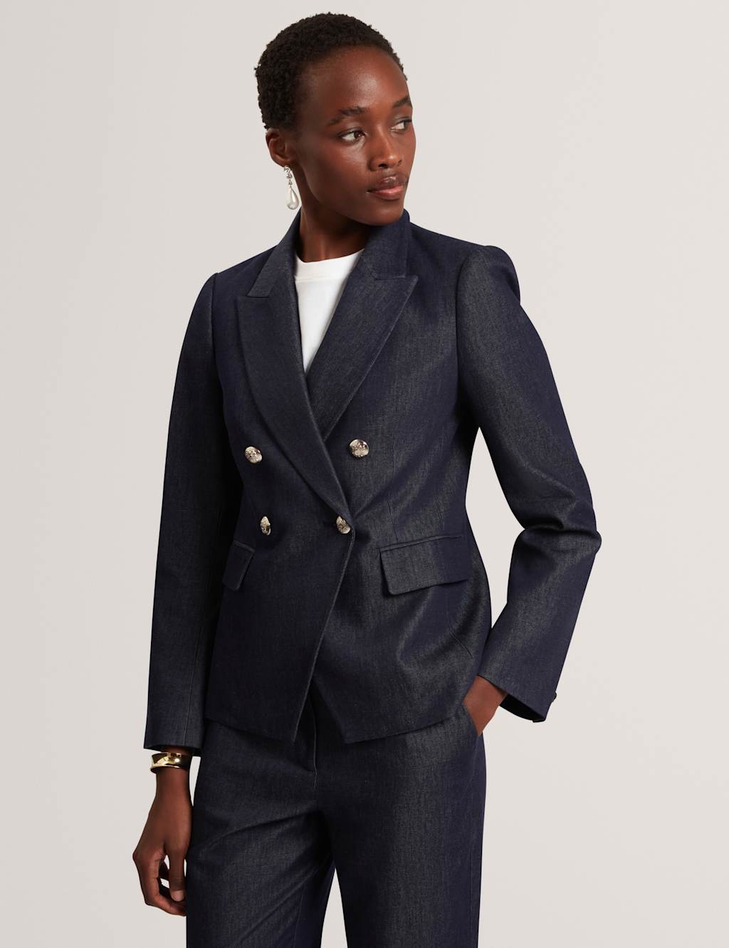 Ted Baker Denim Tailored Blazer Dark Blue