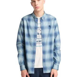 Timberland Pure Cotton Poplin Check Overshirt Denim