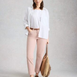 White Stuff Mid Rise Straight Leg Cropped Jeans Pink