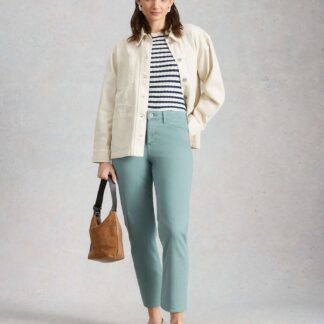 White Stuff Mid Rise Straight Leg Cropped Jeans Teal