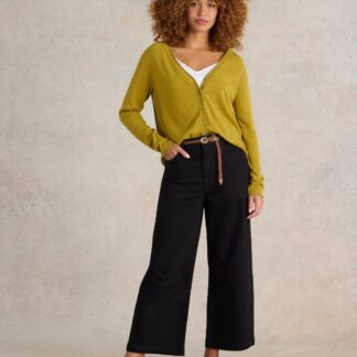 White Stuff Mid Rise Wide Leg Cropped Jeans Black
