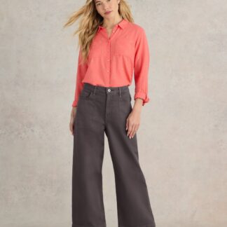 White Stuff Mid Rise Wide Leg Cropped Jeans Purple
