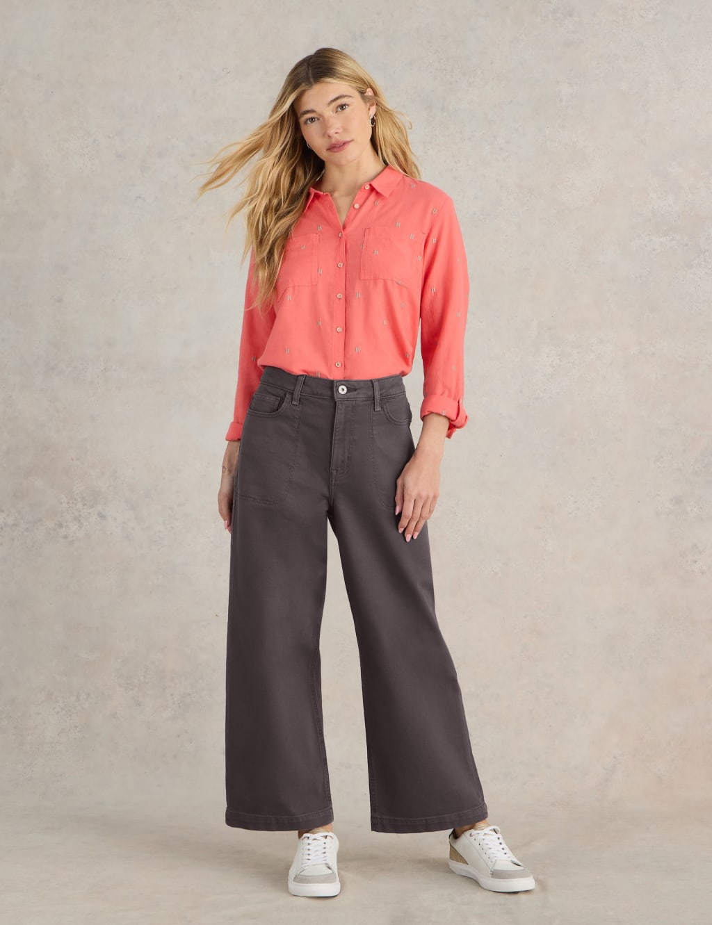 White Stuff Mid Rise Wide Leg Cropped Jeans Purple